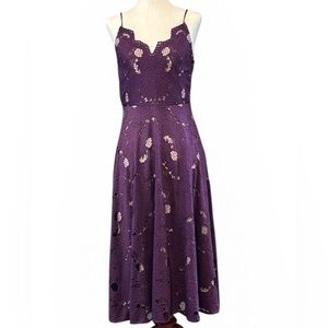 Moulinette Soeurs Anthropologie Purple Lace Fit & Flare Dress Size 4P